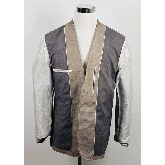 NWT Joseph Abboud Large Sport Coat Linen Blend Beige Herringbone Two Button - Picture 7 of 8